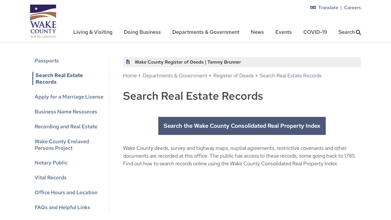 Search Real Estate Records | Wake County Government